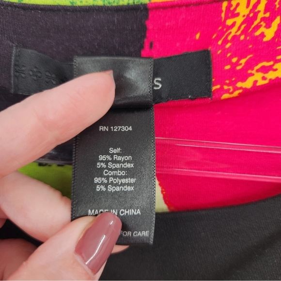 Ali Miles 3/4 Sleeve Bright Abstract Top Womens Size XL Art Multicolor - Picture 6 of 8